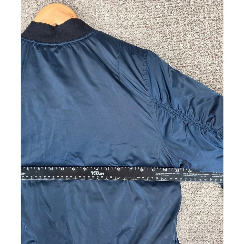 Tory Sport Women Blue Bomber Jacket Full Zip Pockets Athletic Outerwear Small